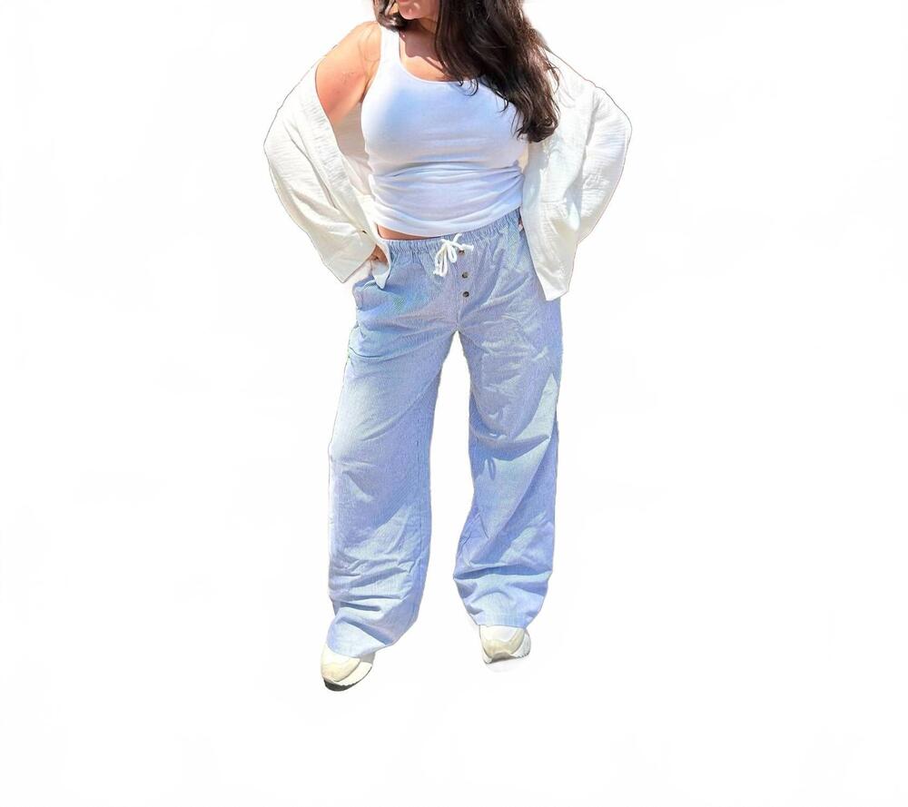 NEW LOVE POEM beach day boxer pants in light blue